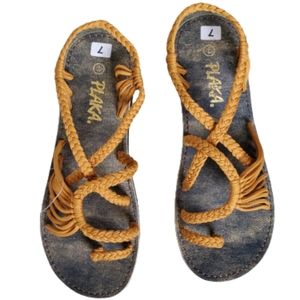 PLAKA Palm‎ Leaf Bohemian Women's Sandals.